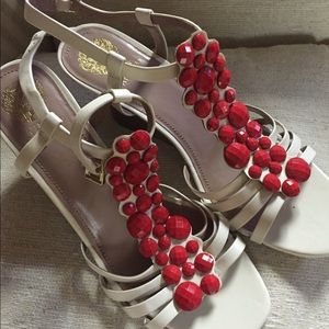 Sale! Vince Camuto beaded wedge sandals 11